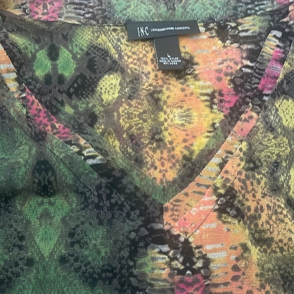INC International Concepts Multicolor Snake Print Long Sleeve Nylon Stretch L - Picture 3 of 6